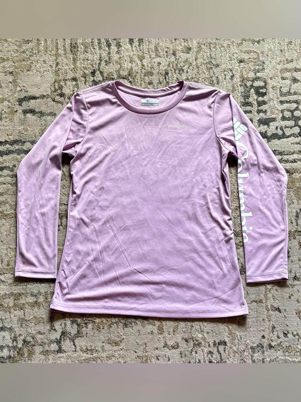 Columbia PFG Youth Long Sleeve Fishing Sun Shirt Girls XL 18/20 Lilac White